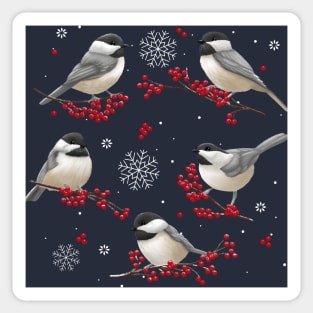 Winter Chickadees Sticker